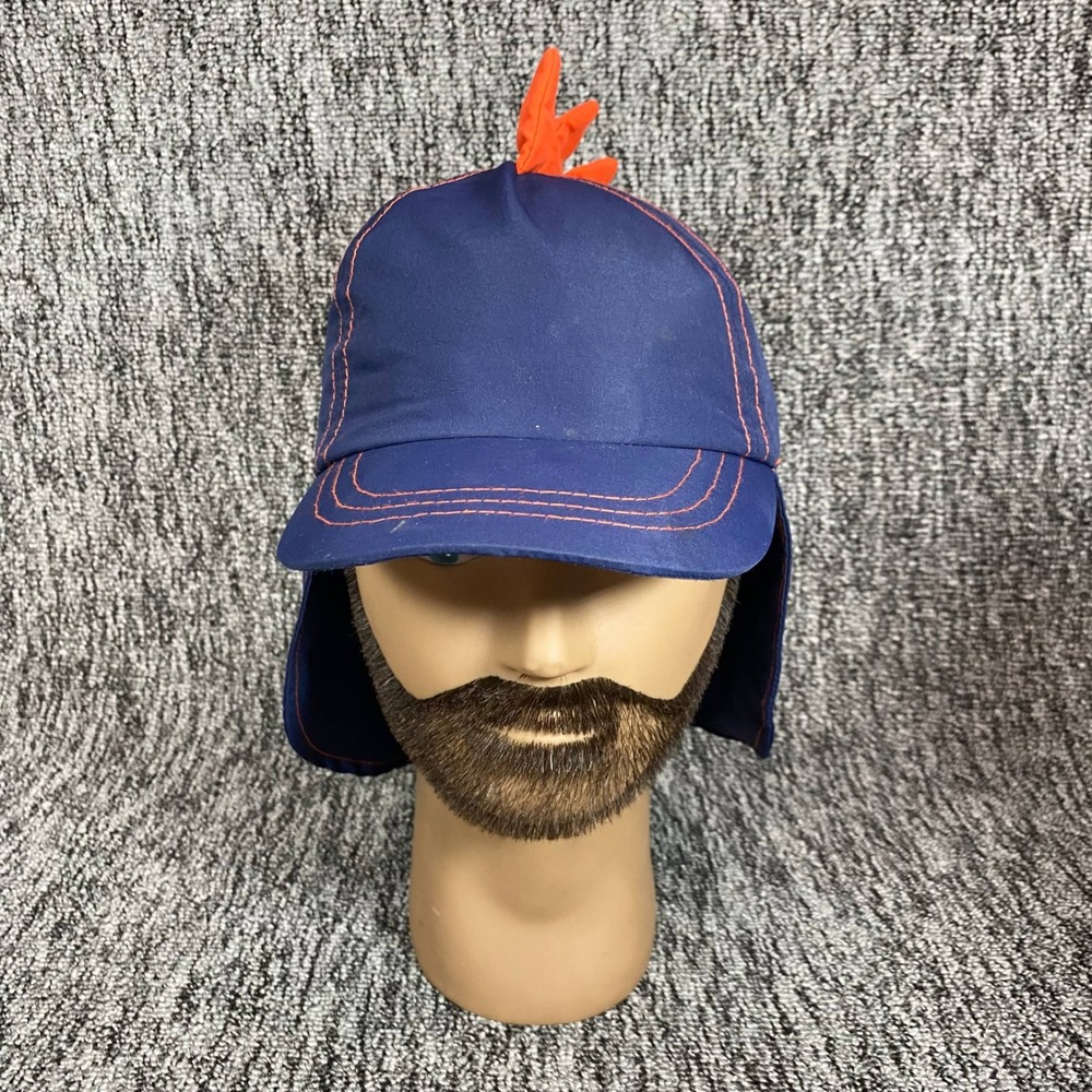 Target Kids Dinosaur Sun Flap Hat Blue Orange Spikes Neck Shade Cap Beach Swim